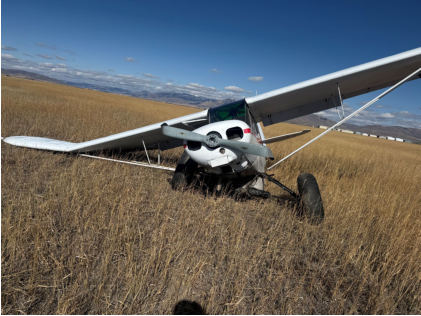Photograph 1 – Right wing damage, from the NTSB investigation of Piper PA-18 accident near Paris, Idaho, October 17, 2025