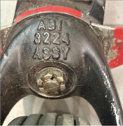 Photograph 2 – Tailwheel assembly, brand marking and part number, from the NTSB investigation of Cessna 305 accident near Phoenix, Arizona, October 18, 2025