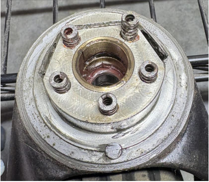 Photograph 3 – Tailwheel assembly, internal, showing wire wheel marks, from the NTSB investigation of Cessna 305 accident near Phoenix, Arizona, October 18, 2025