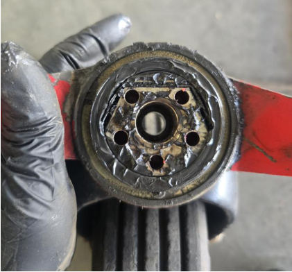 Photograph 8 – Tailwheel assembly internal, post-accident, from the NTSB investigation of Cessna 305 accident near Phoenix, Arizona, October 18, 2025