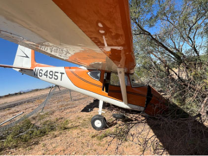 Photograph 1 – View of accident airplane, from the NTSB investigation of Cessna 150 accident near Marana, Arizona, November 9, 2025