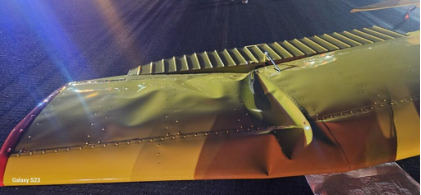 Photograph 2 – Aircraft Damage – Right Wing, from the NTSB investigation of Luscombe 8A accident near Fresno, California, November 12, 2025