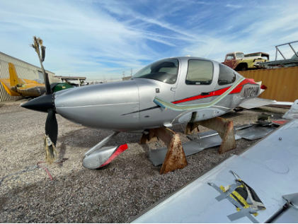 Photograph 2 – View of accident airplane after recovery, from the NTSB investigation of Cirrus Design CORP SR22T accident near Lake Elsinore, California, December 23, 2025