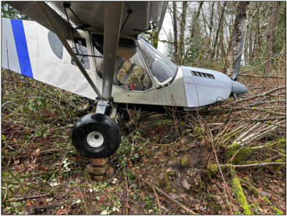 Photograph 3 – Accident site, fuselage damage., from the NTSB investigation of Amateur-built 750 accident near Yacolt, Washington, December 23, 2025