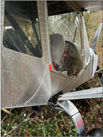 Photograph 4 – Accident site, fuselage damage., from the NTSB investigation of Amateur-built 750 accident near Yacolt, Washington, December 23, 2025