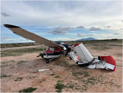 Photograph 1 – Left Side of Airplane, from the NTSB investigation of Cessna 150A accident near Coolidge, Arizona, January 5, 2026