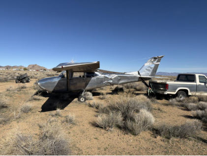 Photograph 1 – View of aft fuselage damage, from the NTSB investigation of Cessna 172E accident near Kingman, Arizona, January 14, 2026