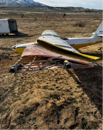 Photograph 2 – View of left-wing damage, from the NTSB investigation of Amateur-built Series 7 accident near Lemmon Valley-Golden Valley, Nevada, January 19, 2026