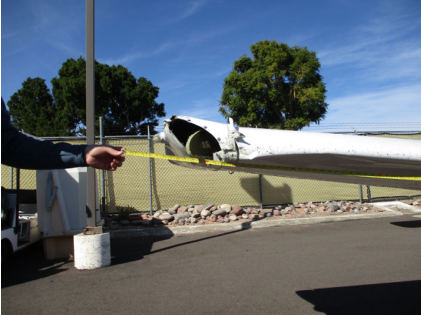 Photograph 5 – Right-wing leading-edge damage, from the NTSB investigation of Piper Aircraft INC PA-28-181 accident near Scottsdale, Arizona, January 21, 2026