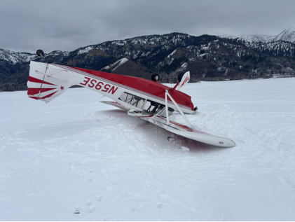 Photograph 1 – View of accident airplane, from the NTSB investigation of American Champion Aircraft 8KCAB accident near Alpine, Wyoming, January 29, 2026