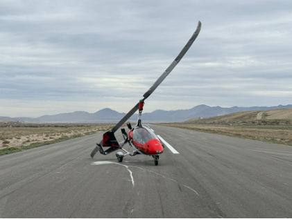 Photograph 1 – View of aircraft from front right, from the NTSB investigation of Salt Lake Gyrocopters LLC CALIDUS accident near Fairfield, Utah, March 23, 2026