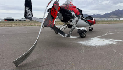 Photograph 3 – View of aircraft from rear right, from the NTSB investigation of Salt Lake Gyrocopters LLC CALIDUS accident near Fairfield, Utah, March 23, 2026