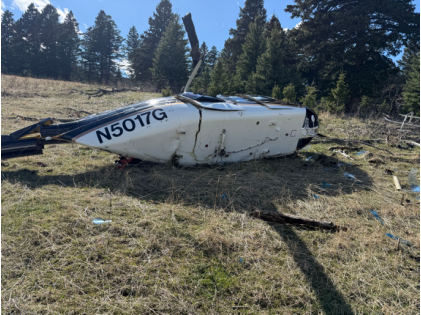 Photograph 3 – View of the belly of the aircraft., from the NTSB investigation of Bell Helicopter Textron 206L-1 accident near Chimney Rock, Montana, April 4, 2026