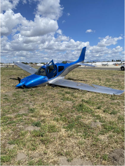 Photograph 1 – View of accident airplane, from the NTSB investigation of Cirrus Design CORP SR22T accident near Fullerton, California, April 13, 2026