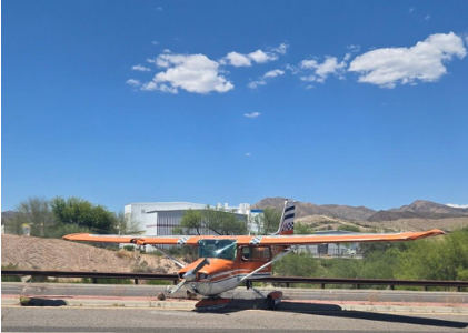 Photograph 1 – View of airplane at scene., from the NTSB investigation of Cessna A150L accident near Superior, Arizona, May 10, 2026