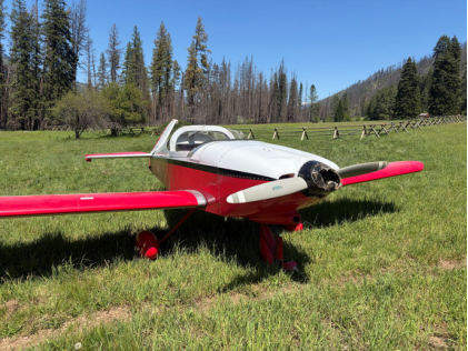 Photograph 2 – View of the aircraft upright showing rudder damage, from the NTSB investigation of Amateur-built RV-6A accident near Kooskia, Idaho, May 11, 2026