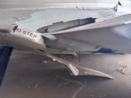 Photograph 3 – Underside view of broken wing root, from the NTSB investigation of Cirrus Design CORP SR22T accident near Vernal, Utah, May 16, 2026