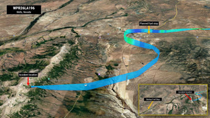 INVESTIGATION PHOTOGRAPHS AND DIAGRAM Diagram 1 - N787PV / ADS-B Track / May 17, 2026, from the NTSB investigation of Diamond DA40 accident near Wells, Nevada, May 17, 2026
