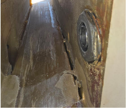 Photograph 2 – View of spar root box crack., from the NTSB investigation of Pzl-Swidnik PW-5 accident near Soap Lake, Washington, May 23, 2026