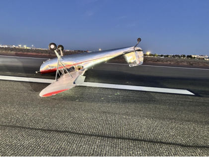 Photograph 1 – View of accident airplane, from the NTSB investigation of Cessna 140 accident near Pasco, Washington, June 1, 2026