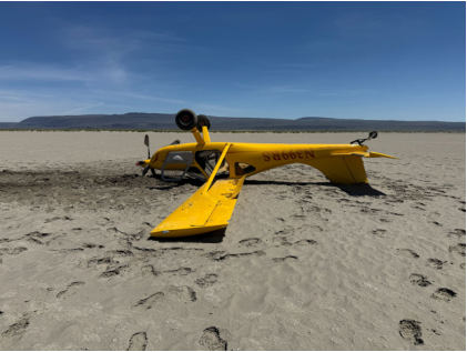 Photograph 4 - View of airplane inverted from the left, from the NTSB investigation of Amateur-built GLASTAR accident near Summer Lake, Oregon, June 15, 2026