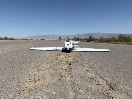Photograph 1 – View of inverted accident airplane, from the NTSB investigation of Cessna 172S accident near Death Valley, California, June 17, 2026