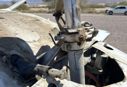 Photograph 2 – View of forward fuselage damage, from the NTSB investigation of Cessna 172S accident near Death Valley, California, June 17, 2026