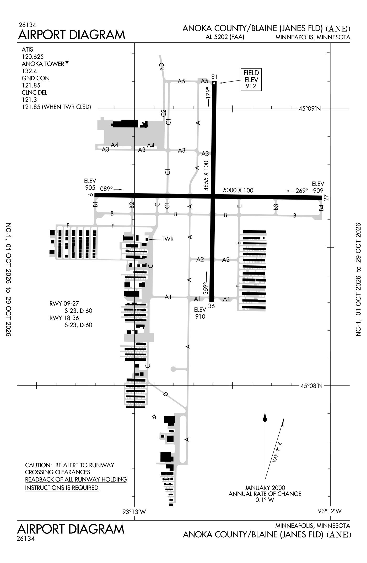 FAA airport diagram for Anoka County/Blaine (Janes Field)