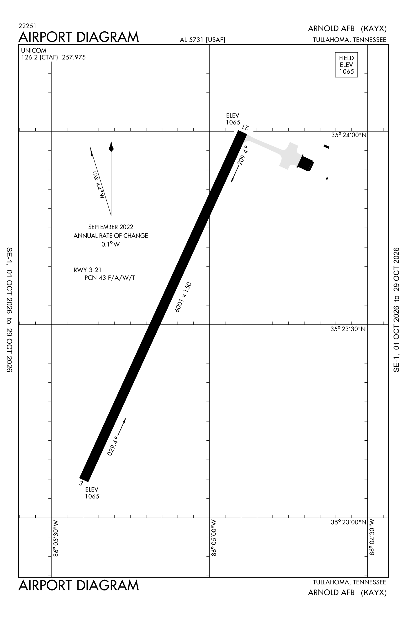 FAA airport diagram for Arnold Air Force Base