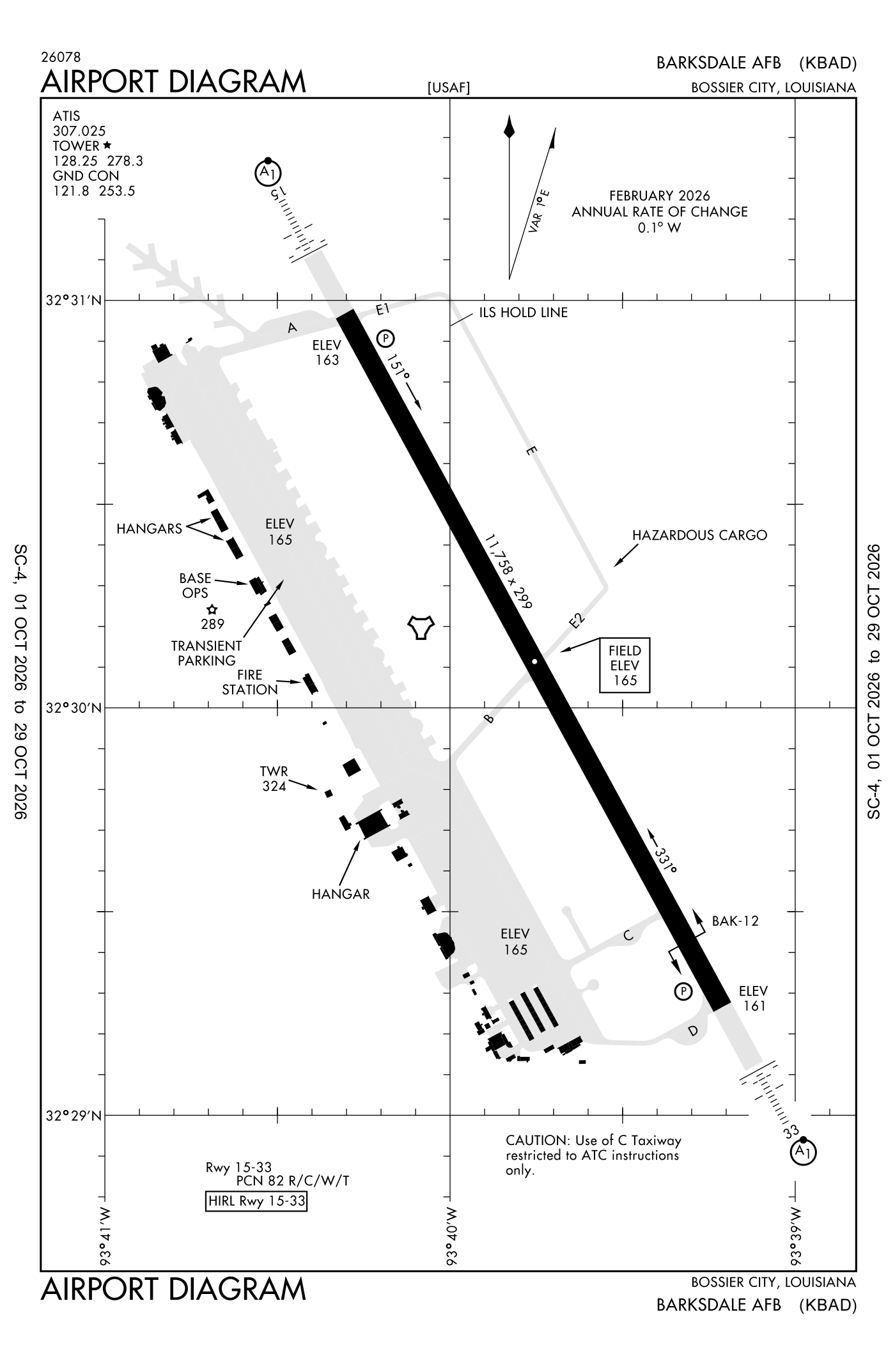 FAA airport diagram for Barksdale Air Force Base