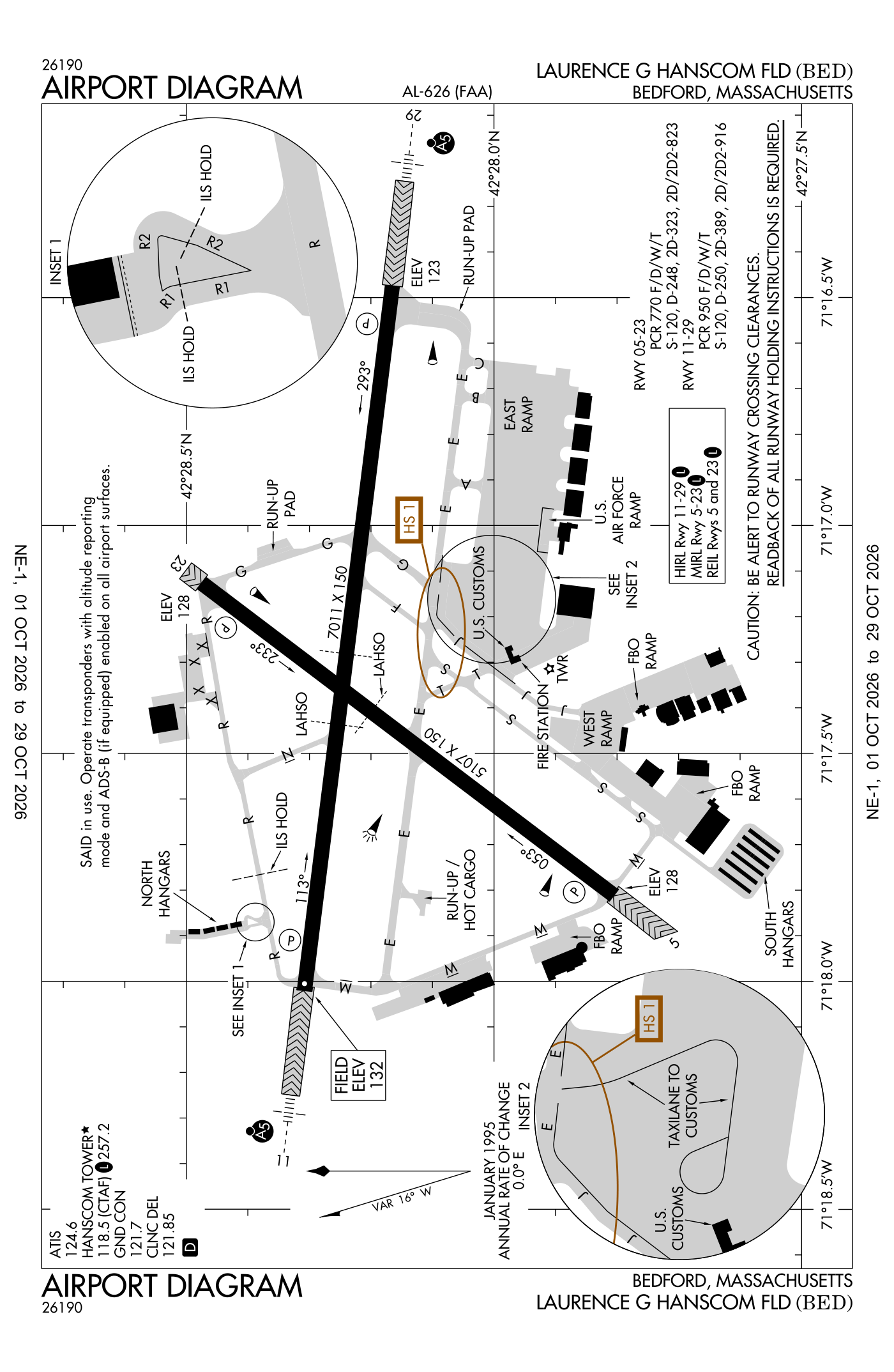 FAA airport diagram for Laurence G Hanscom Field