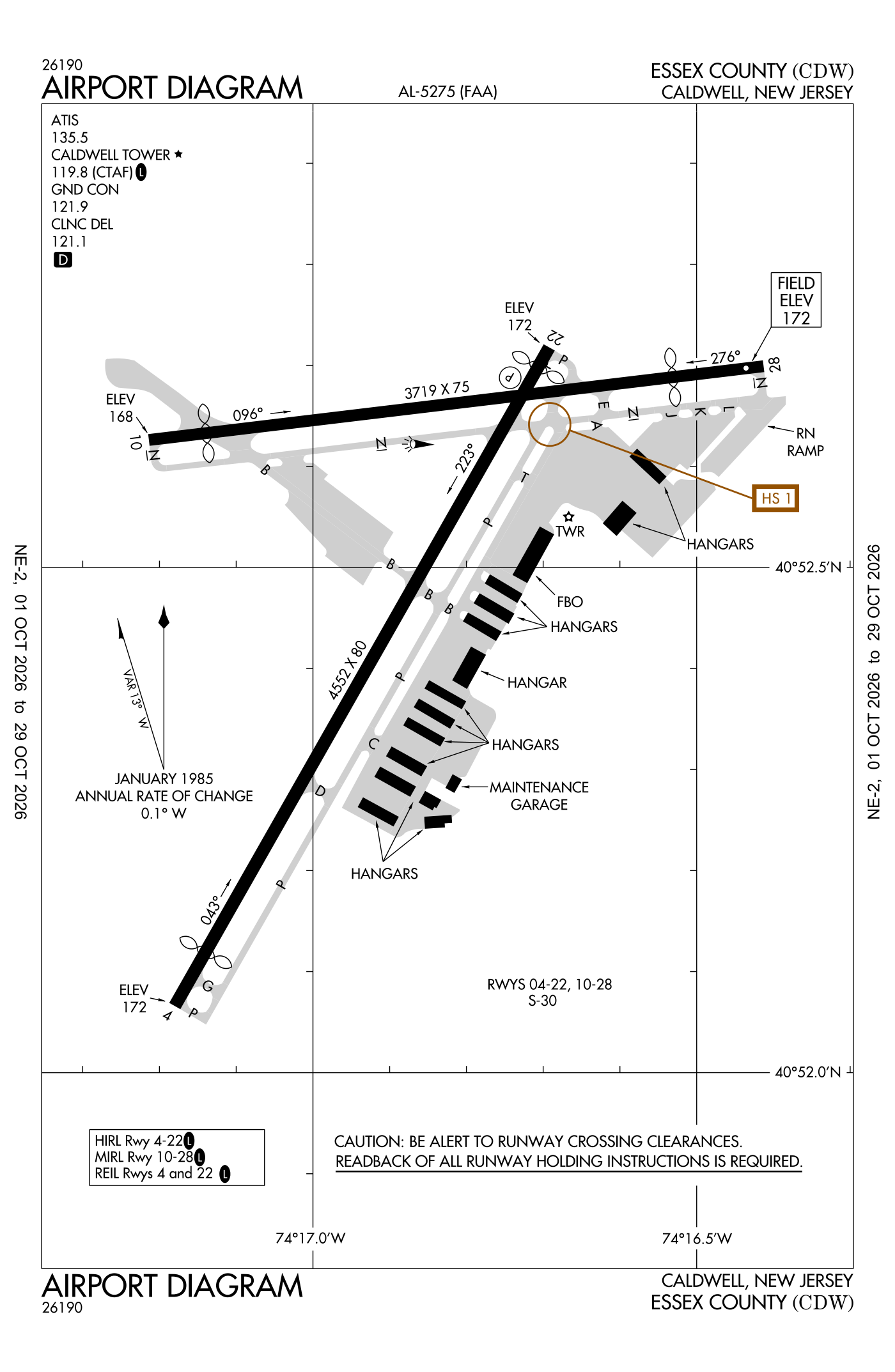 FAA airport diagram for Essex County