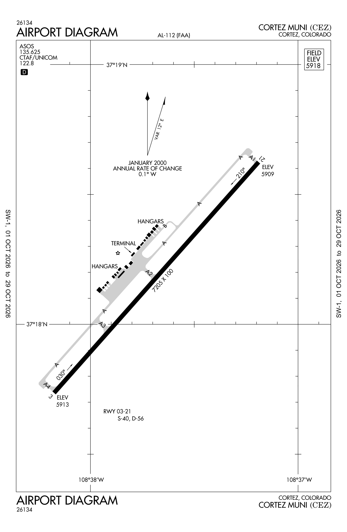 FAA airport diagram for Cortez Municipal