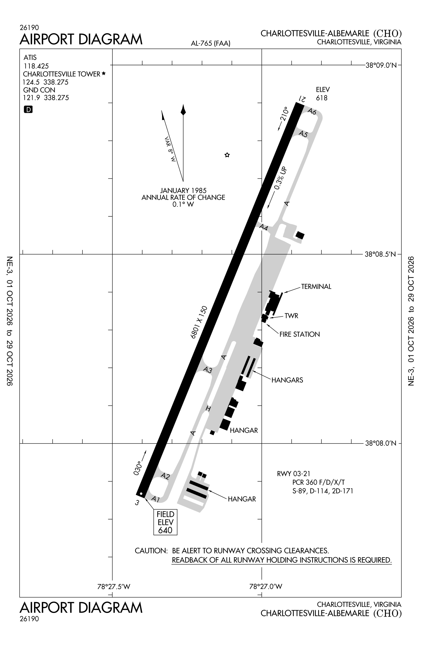 FAA airport diagram for Charlottesville-Albemarle Airport