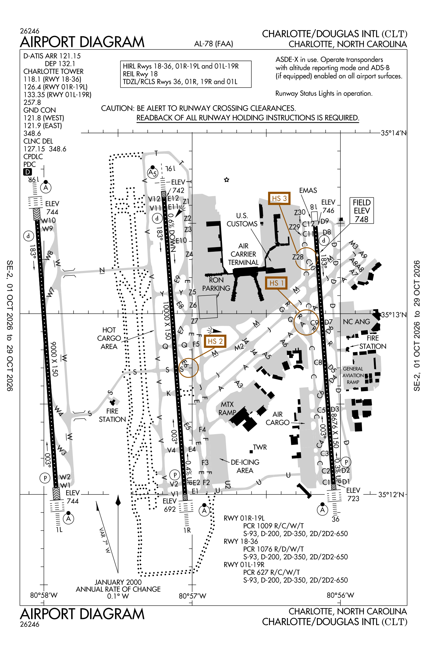 FAA airport diagram for Charlotte/Douglas International