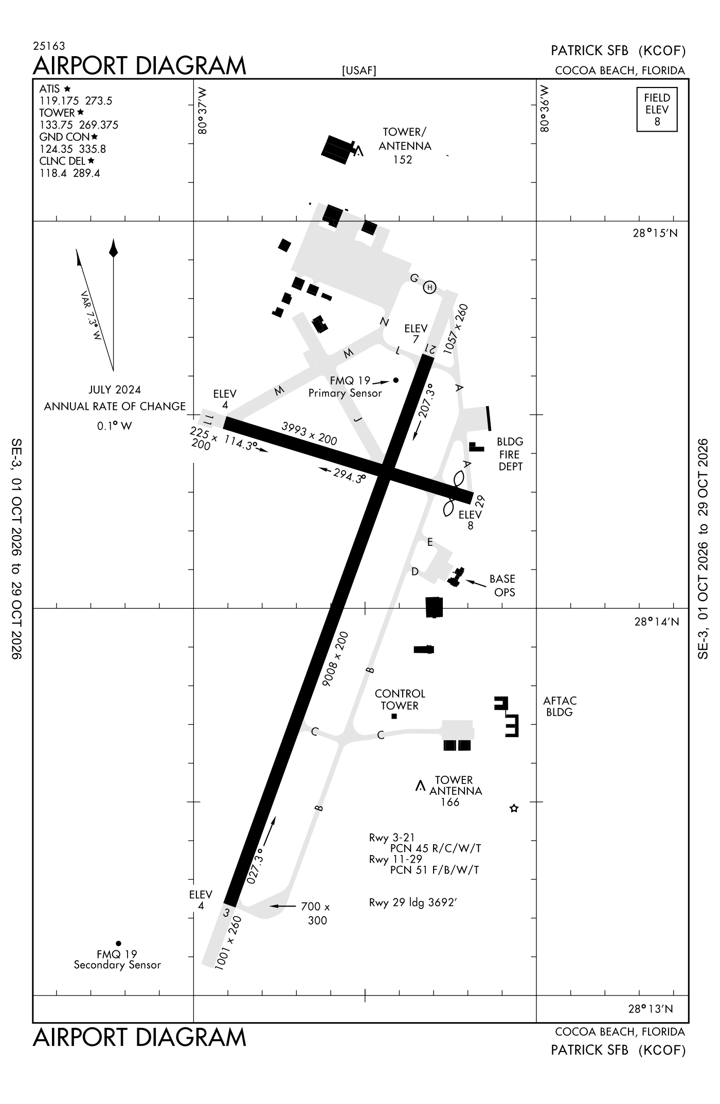 FAA airport diagram for Patrick Space Force Base