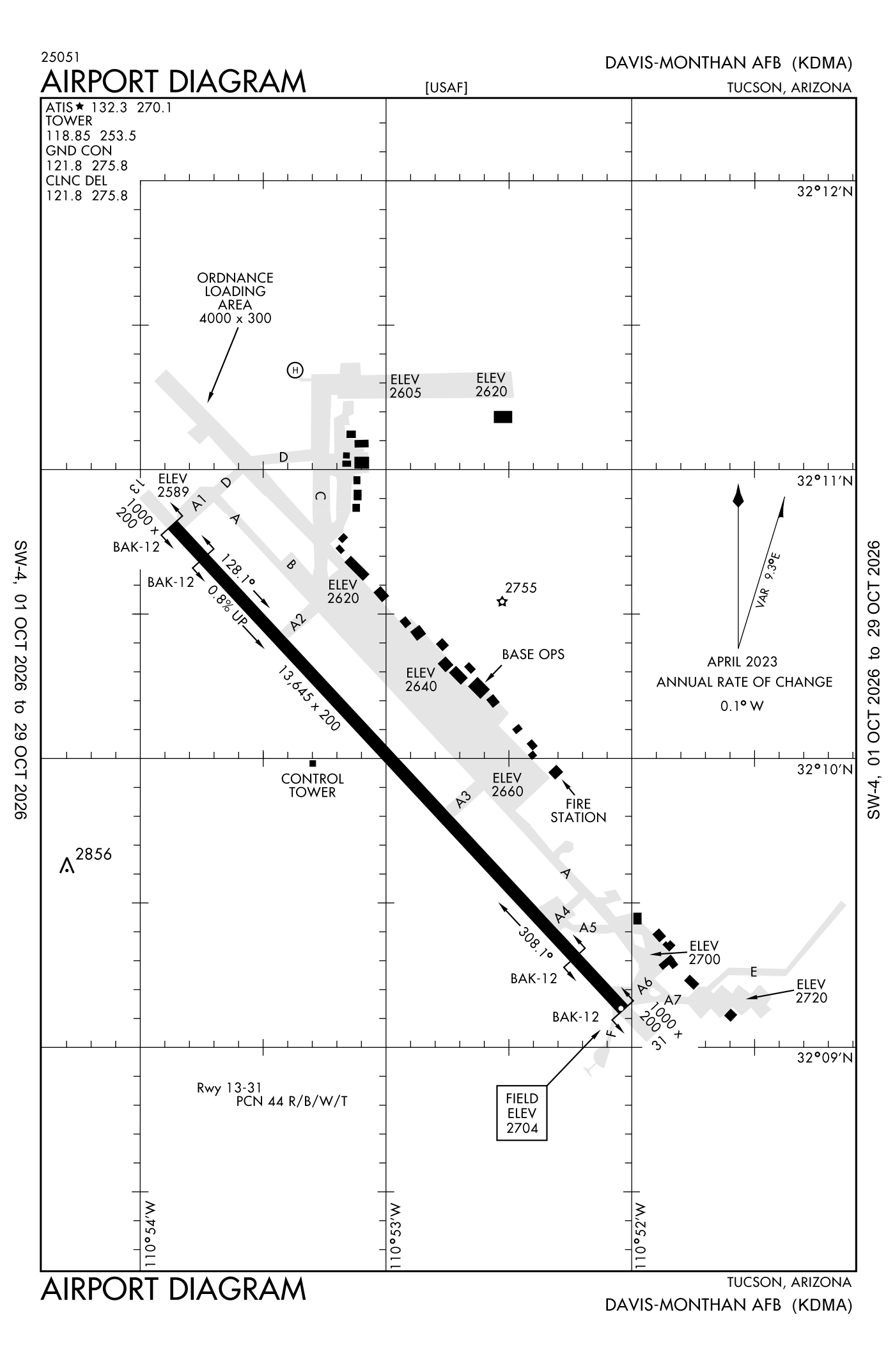 FAA airport diagram for Davis Monthan Air Force Base