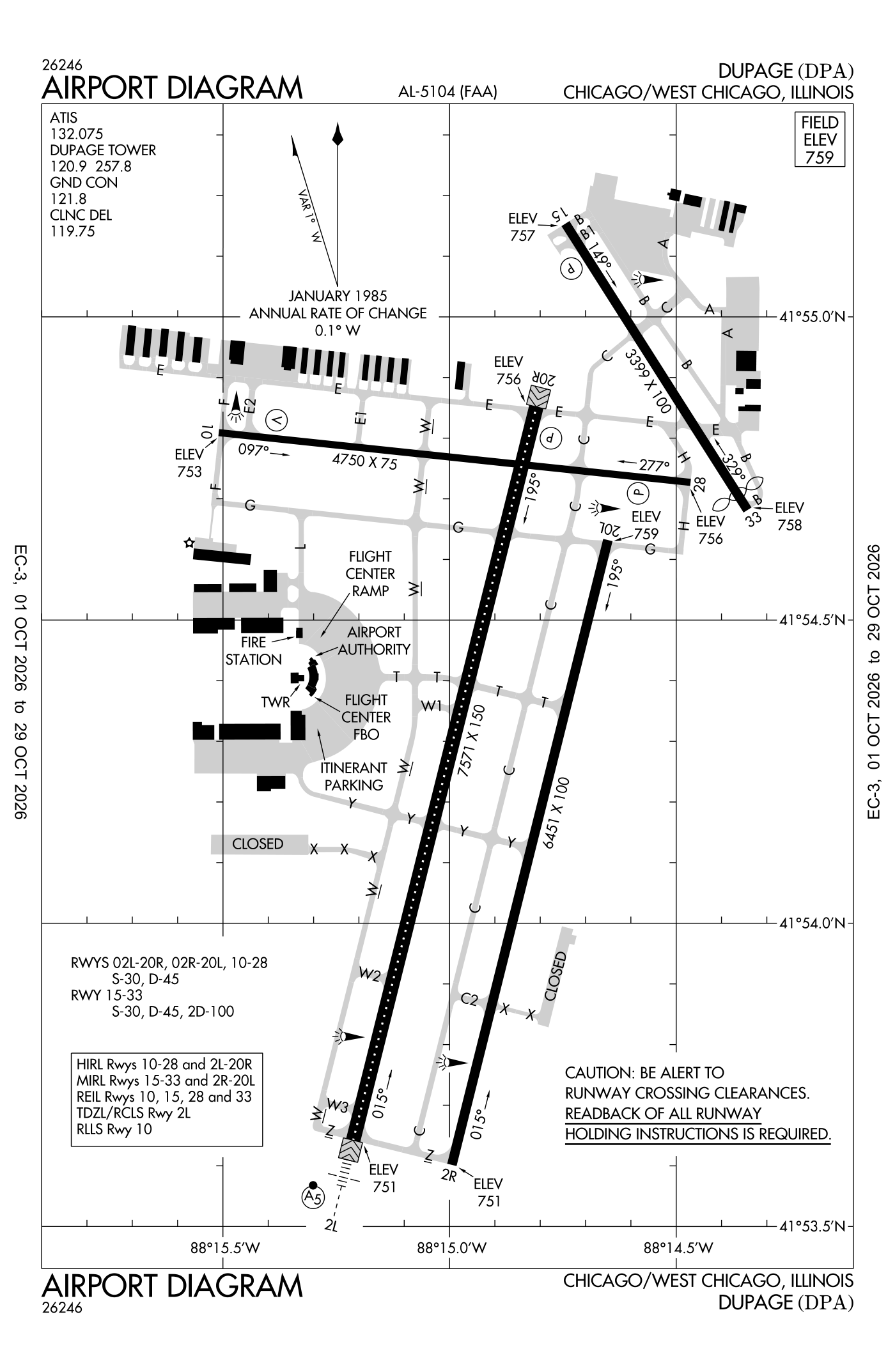 FAA airport diagram for Dupage Airport