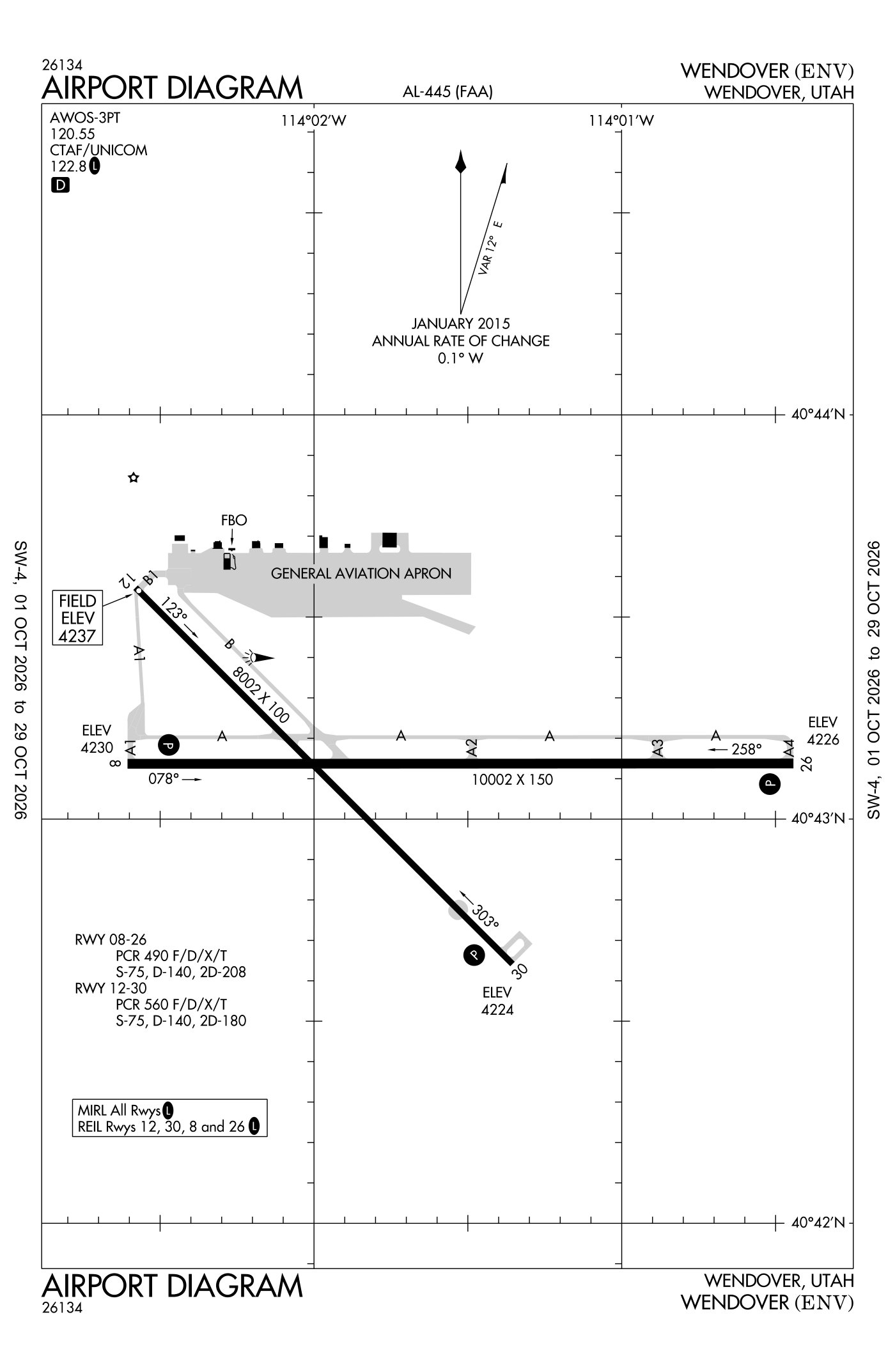 FAA airport diagram for Wendover Airport