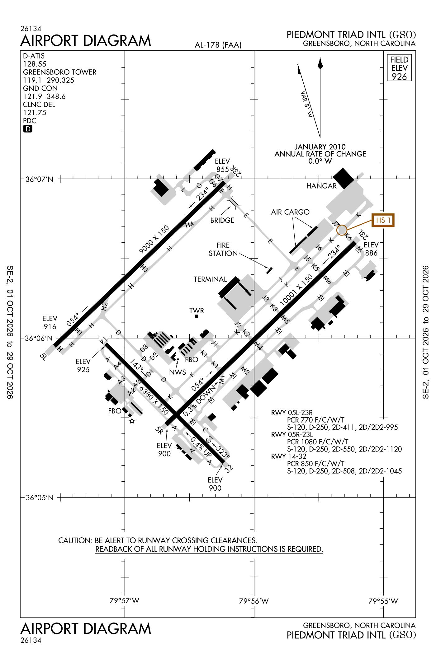 FAA airport diagram for Piedmont Triad International