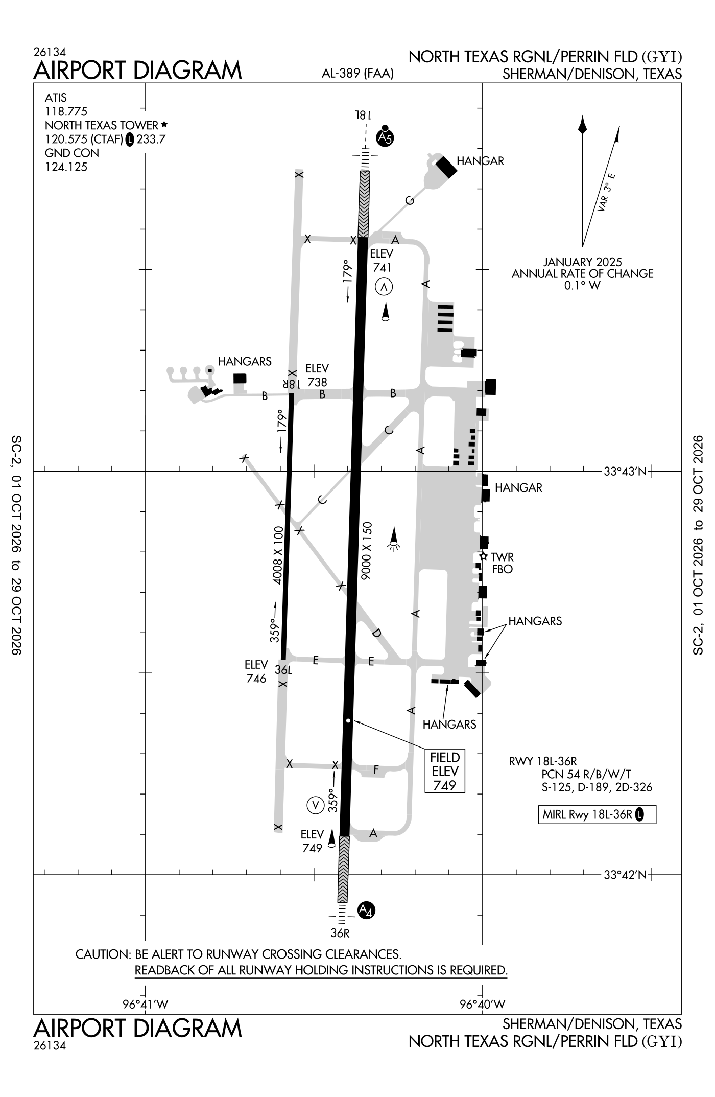 FAA airport diagram for North Texas Rgnl/Perrin Field