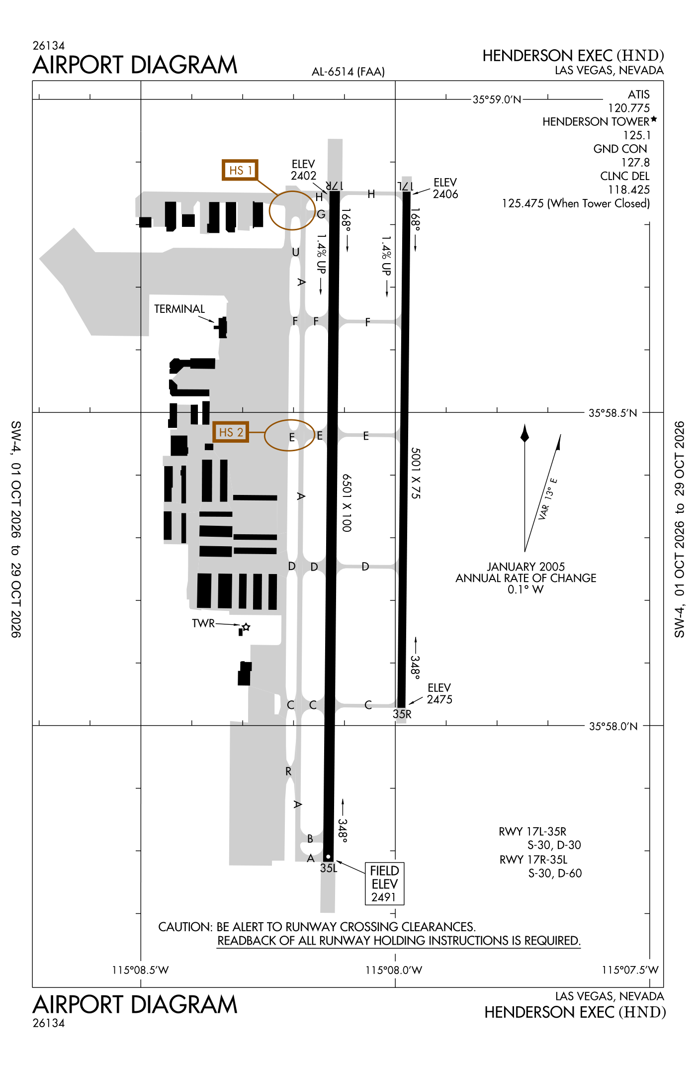 FAA airport diagram for Henderson Executive