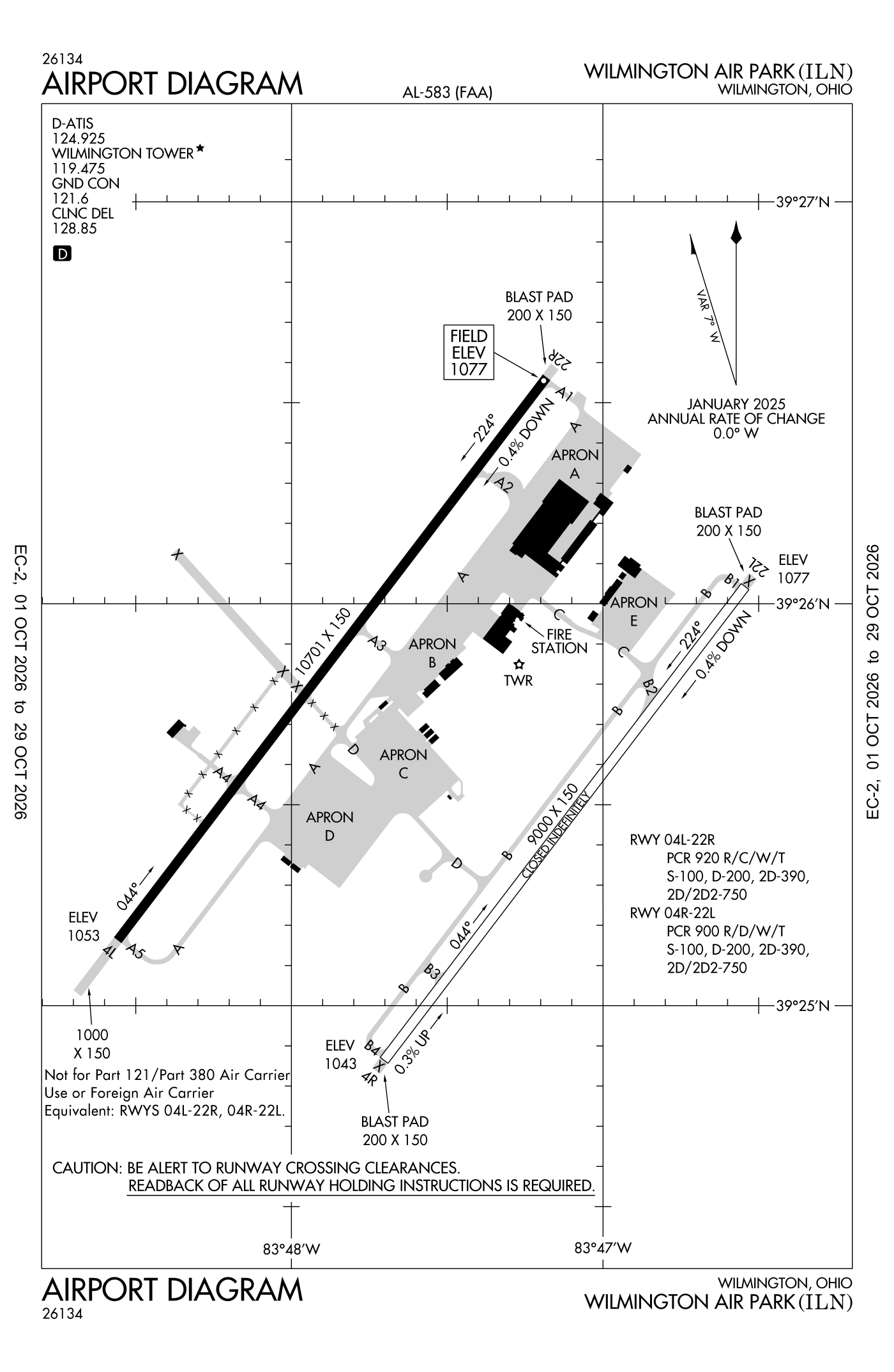FAA airport diagram for Wilmington Air Park Airport