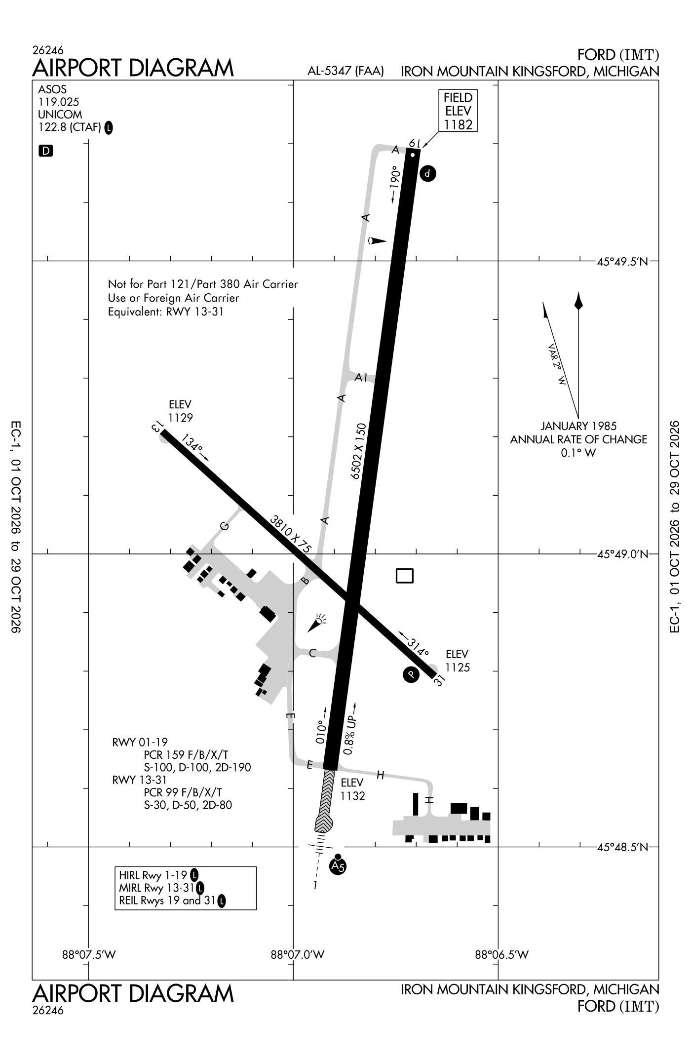 FAA airport diagram for Ford Airport