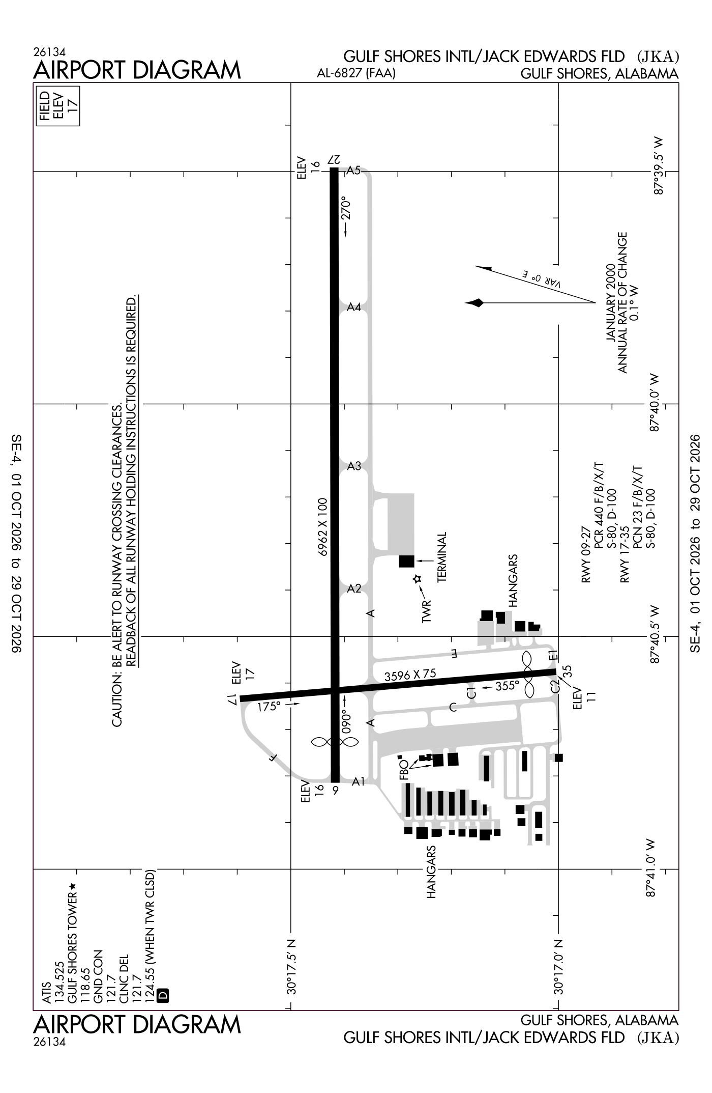 FAA airport diagram for Gulf Shores Intl/Jack Edwards Field