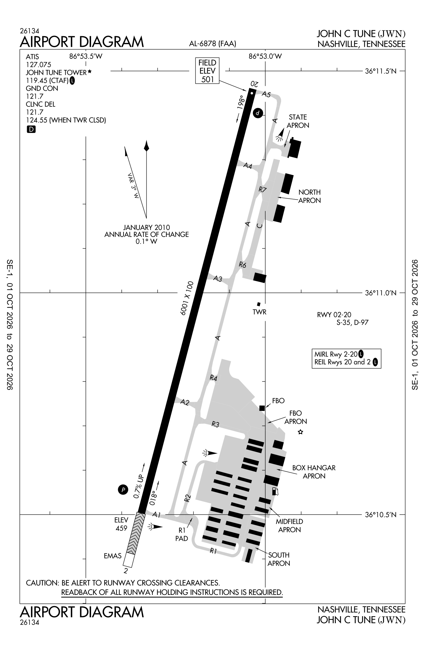 FAA airport diagram for John C Tune Airport