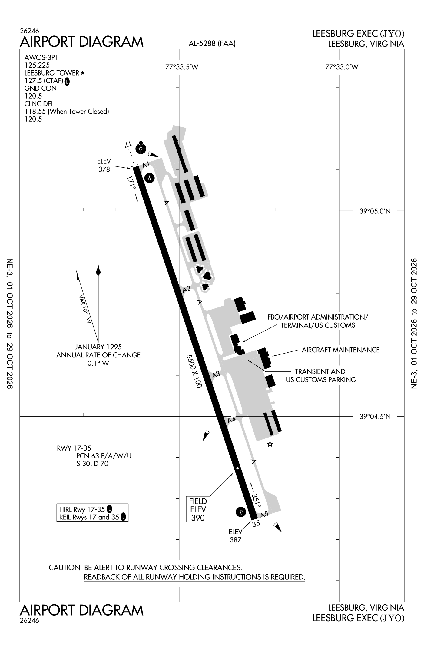FAA airport diagram for Leesburg Executive