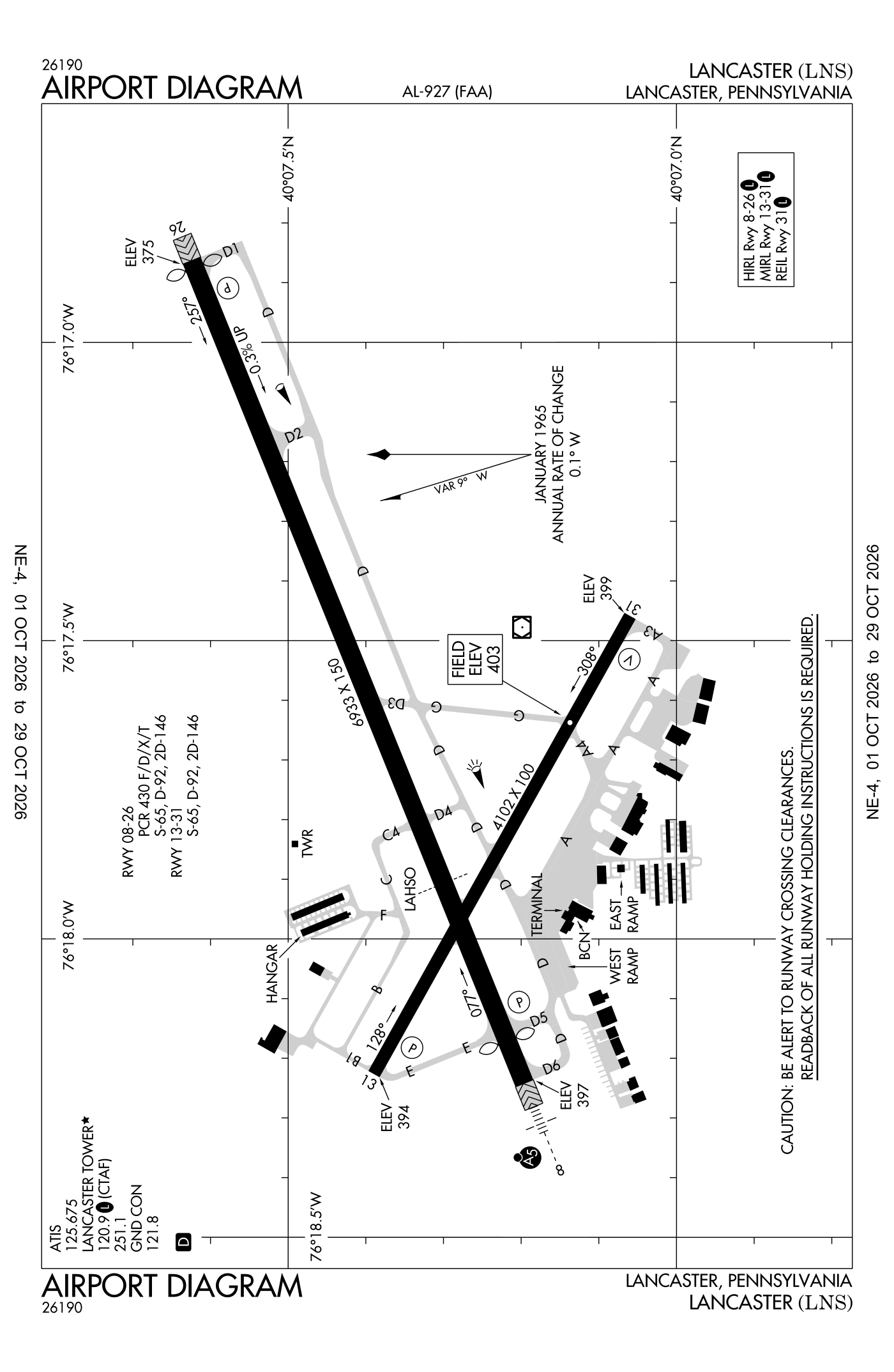 FAA airport diagram for Lancaster Airport
