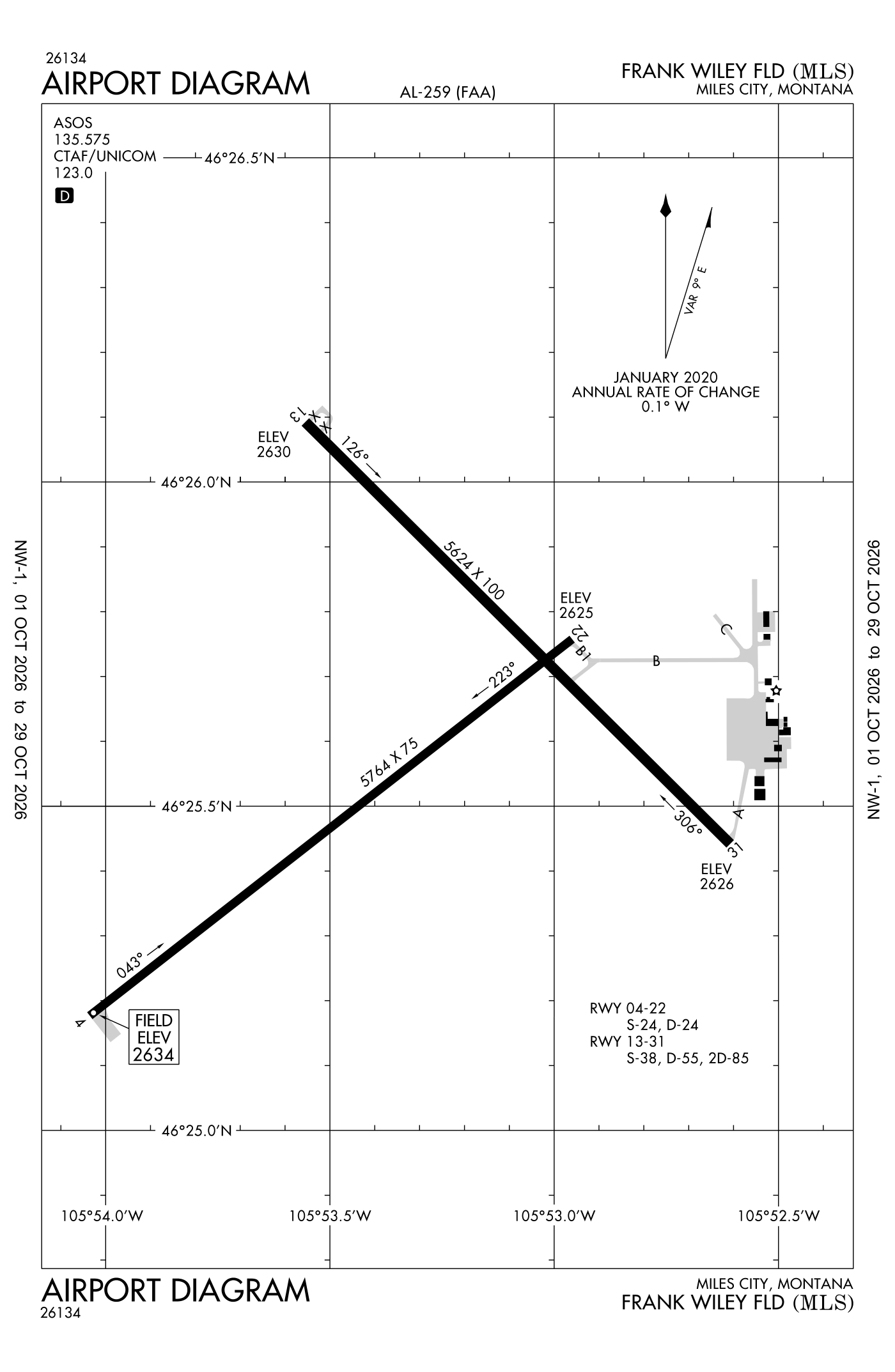 FAA airport diagram for Frank Wiley Field