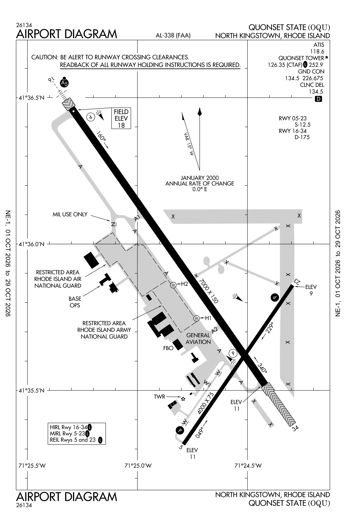 FAA airport diagram for Quonset State Airport